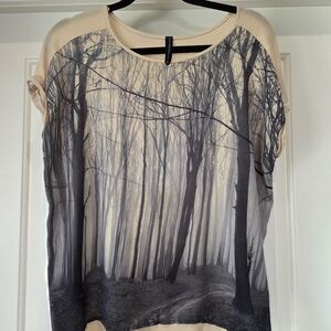 Beige Forest-Print Short Sleeve Tee